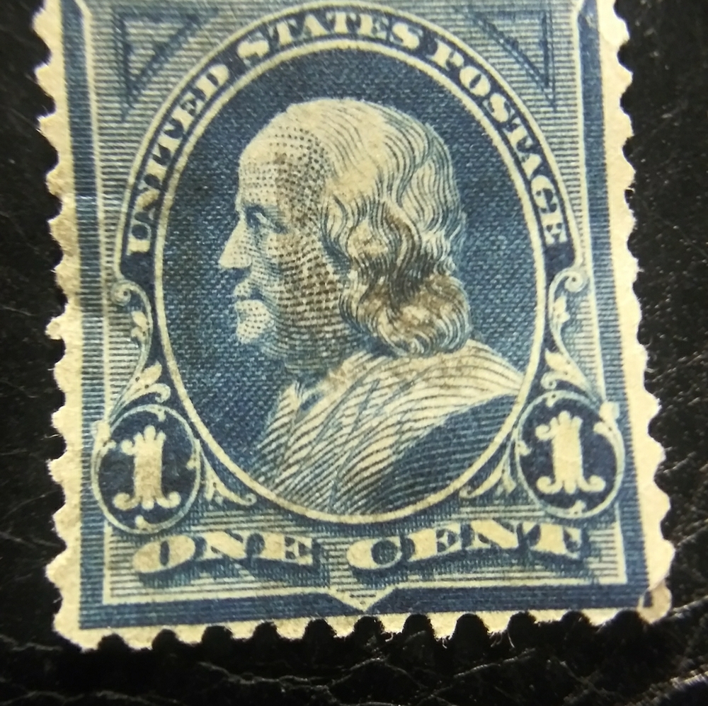 Rare 1800's blue 1cent franklin stamp